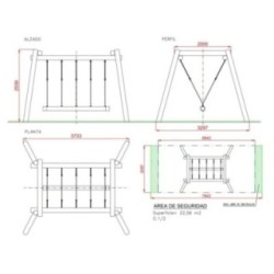 Columpio de madera de robínia TAULL con barra oscilante