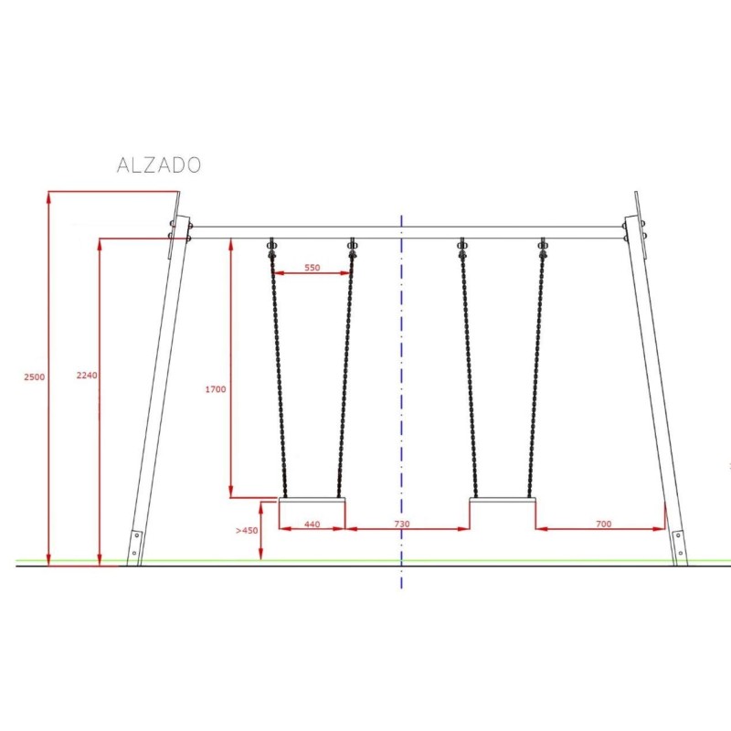Gronxador doble de fusta MASGAMES Draco seients plans
