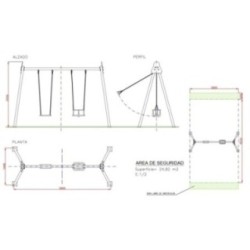 Columpio biplaza metálico asientos mixtos