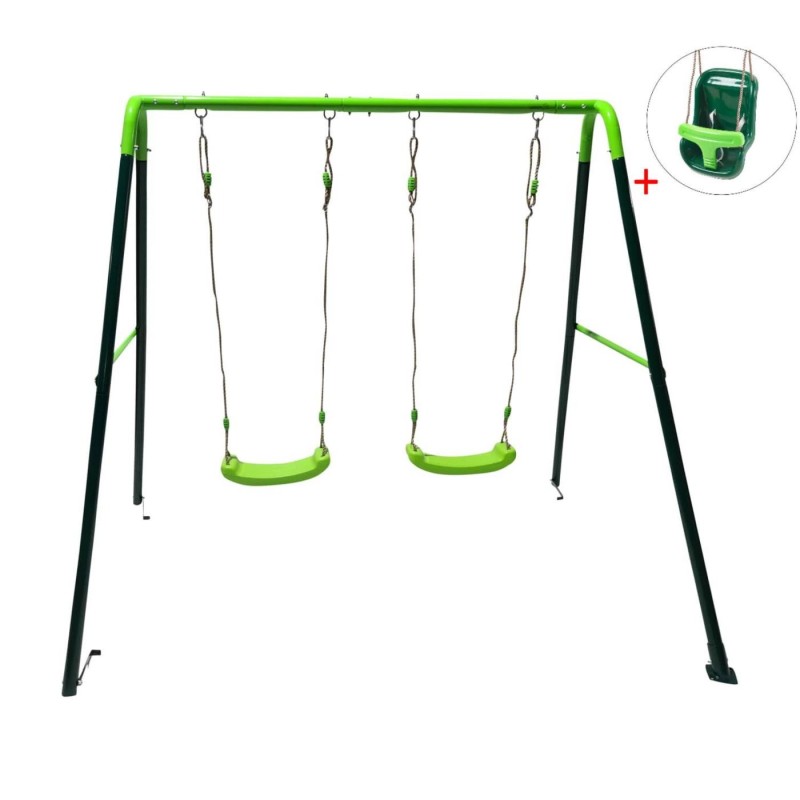 Baloiço metálico duplo MASGAMES OLEA + assento criança