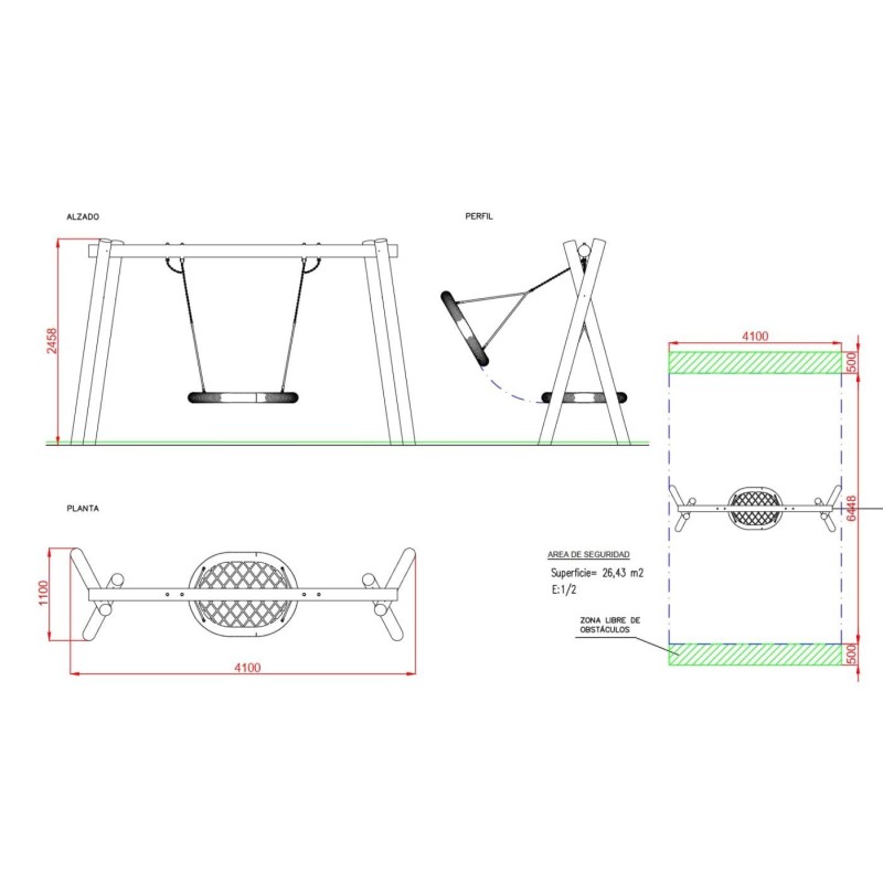 Baloiço ninho de madeira robinia Oix