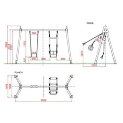 Columpio triple CHAXI plano + mixtos
