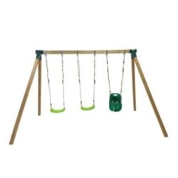 Columpio de madera cuadrada Masgames NORI XL + asiento bebé