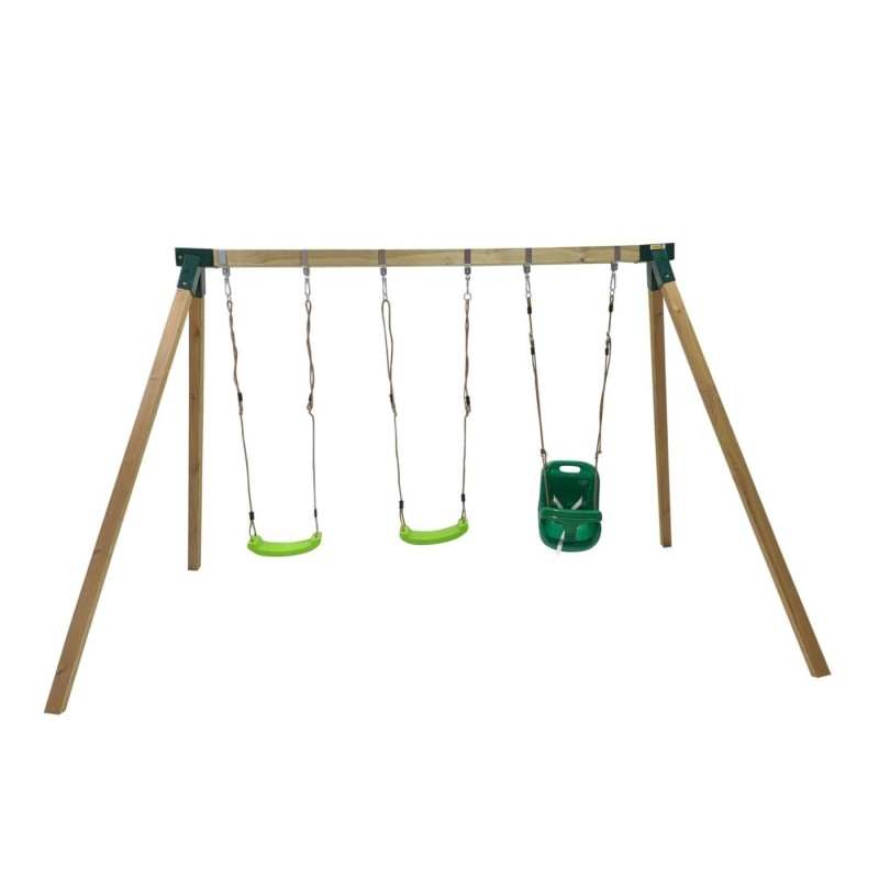 Columpio de madera cuadrada Masgames NORI XL + asiento bebé