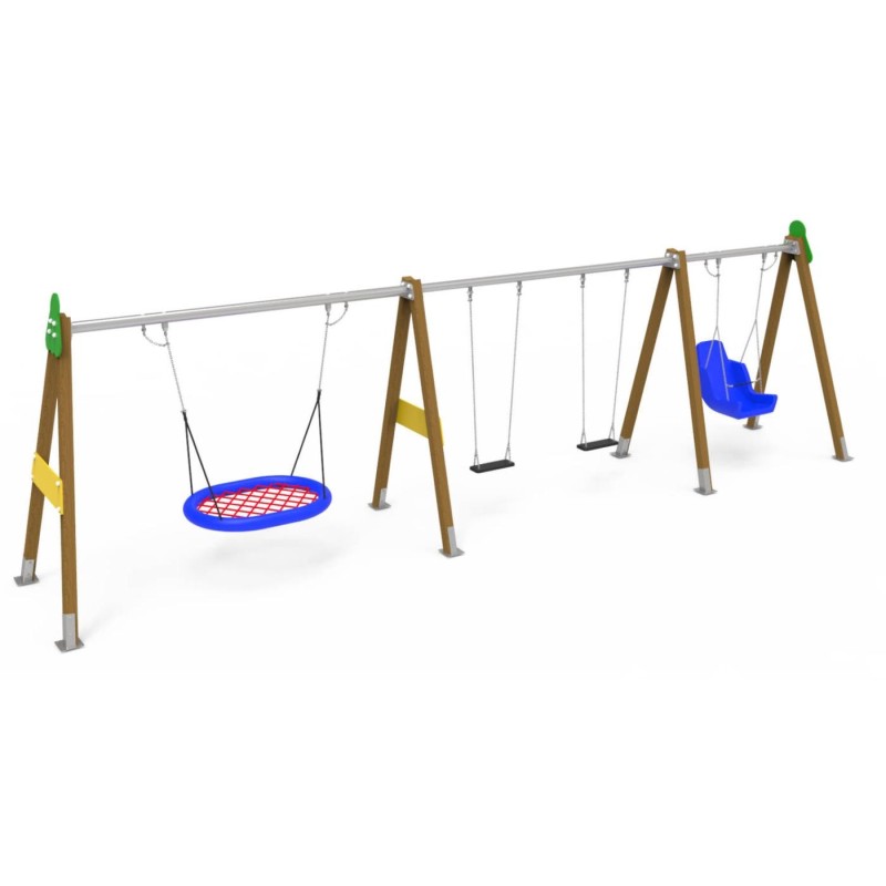 Columpio Triple VIVALDI + Asiento Inclusivo + Asiento Nido