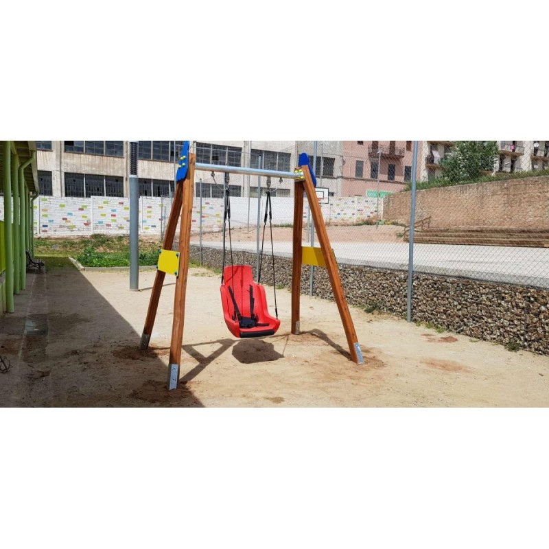 Asiento inclusivo para columpios con cuerdas y arnés