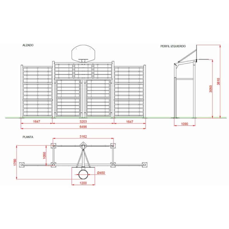 Frontal Multideporte de Madera