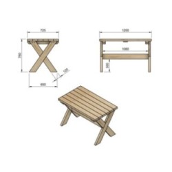 Mesa de madeira para exterior MASGAMES XERTA 120 cm