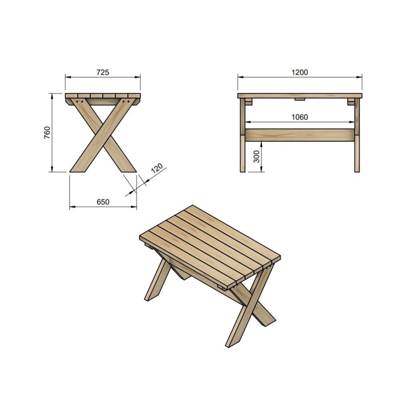 Mesa de madeira para exterior MASGAMES XERTA 120 cm