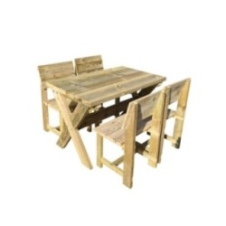 Mesa de madera MASGAMES XERTA 120 con sillas MASGAMES BATEA