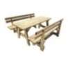 Mesa de madera ZURICH con bancos con respaldo VIC