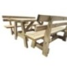 Mesa de madera ZURICH con bancos con respaldo VIC