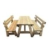 Mesa de madera ZURICH con bancos con respaldo VIC