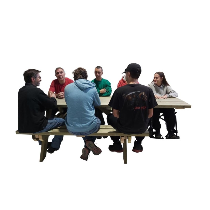 Taula de picnic adaptada MASGAMES LYON de fusta per exterior