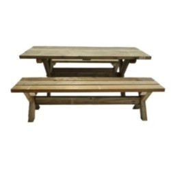 Mesa de madeira com bancos independentes MASGAMES XERTA para utilização pública