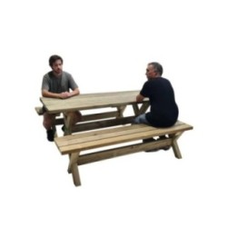 Mesa de madeira com bancos independentes MASGAMES XERTA para utilização pública