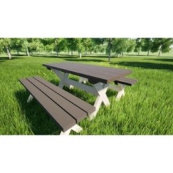 Mesa de madeira com bancos independentes MASGAMES XERTA para utilização pública