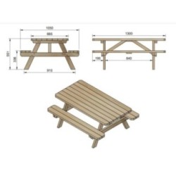 Taula de picnic infantil MASGAMES BRAM de fusta per exterior