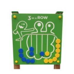 Panel de juego tres en raya con soportes de madera