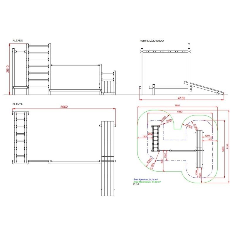 Parque de escalada, equilibrio y abdominales SALONICA