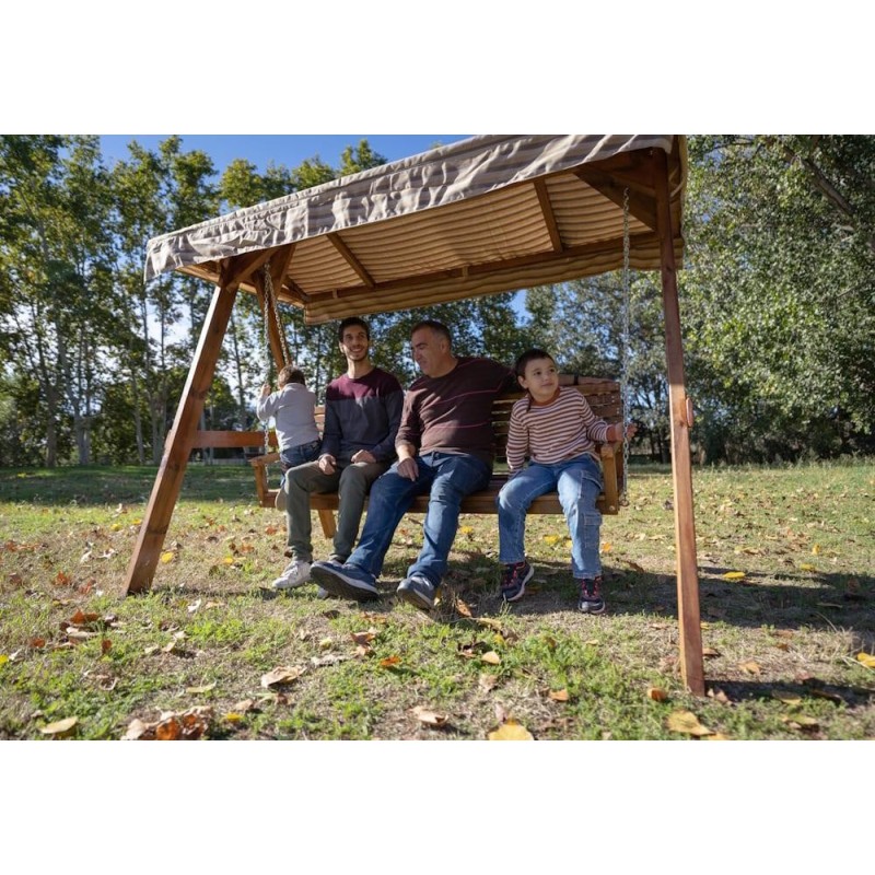 Balancín de jardín MASGAMES ELNA XL con techo de lona