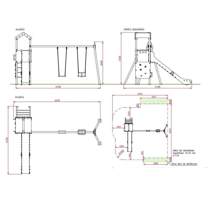Parque infantil ARAN com baloiço duplo