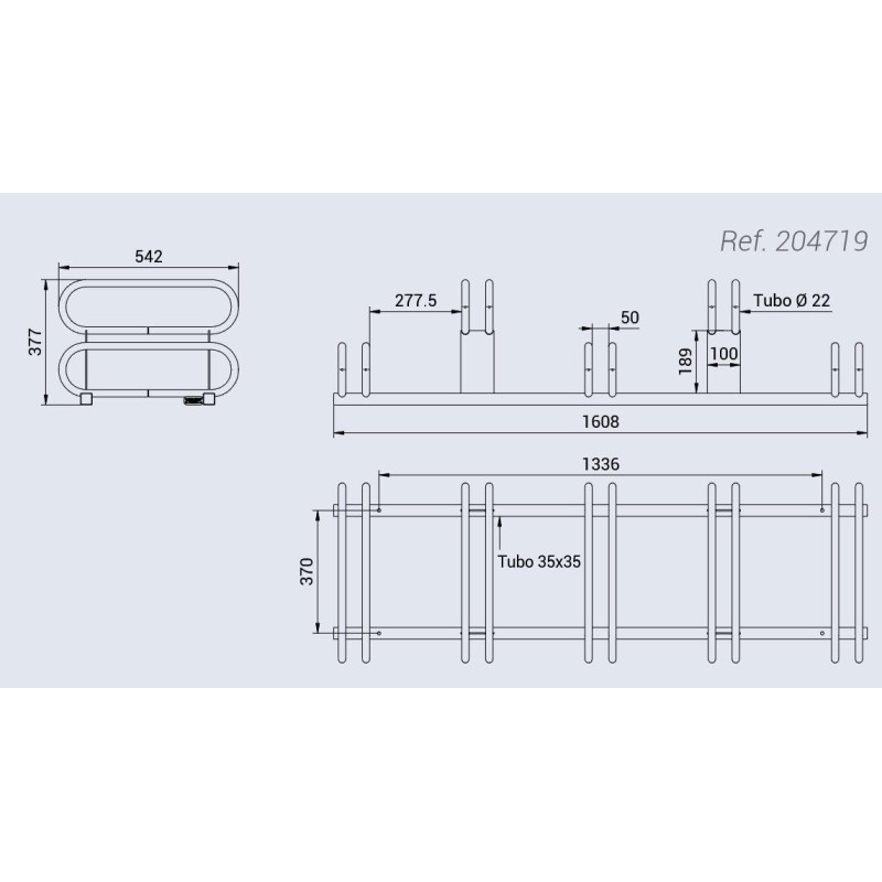 Aparcabicicletas 6 places diferents alçades (galvanitzat)
