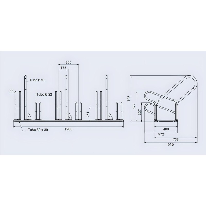Aparcabicicletas OPTIMUM de 6 plazas (Galvanizado)