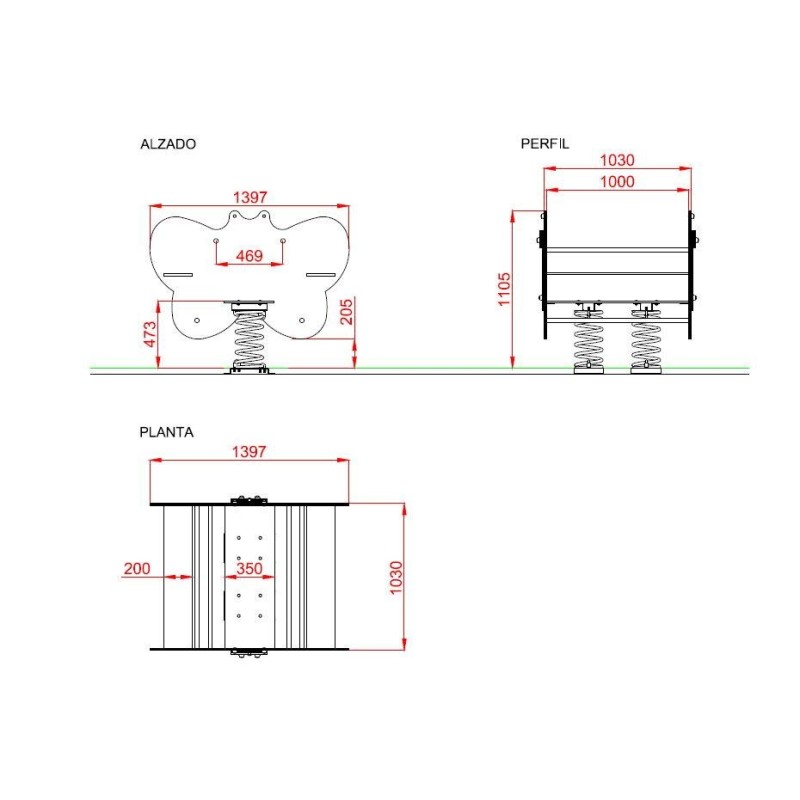 Balancín muelle cuadruple MARIPOSA