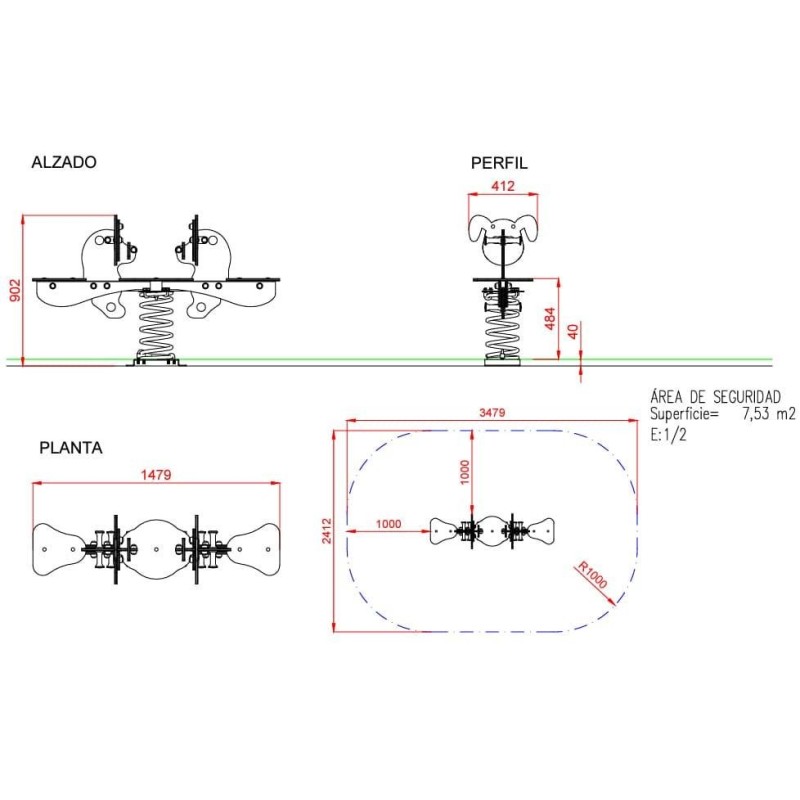 Balancín muelle doble PERRITOS