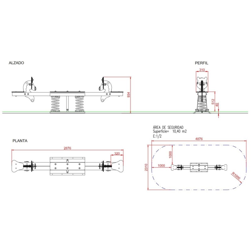 Balancín muelle doble sube y baja PONYS