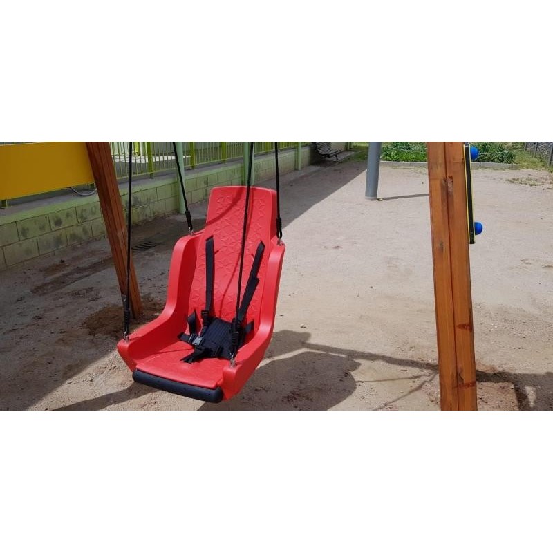 Asiento inclusivo para columpios con cuerdas y arnés