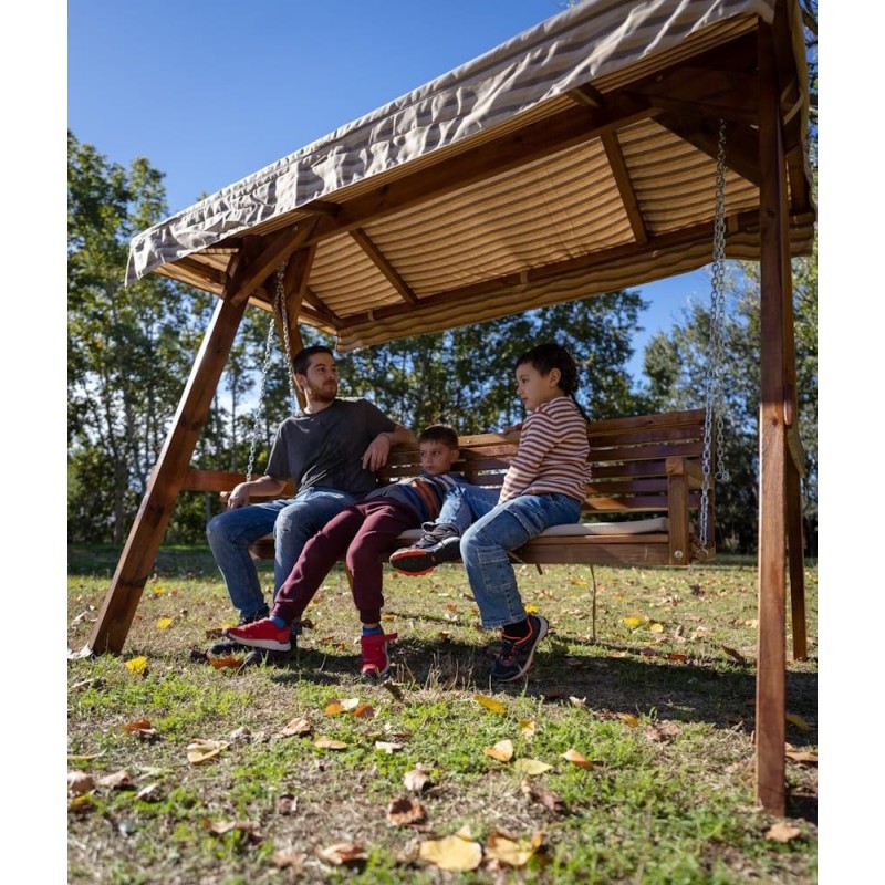 Balancín de jardín MASGAMES ELNA XL con techo de lona