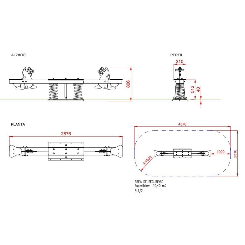 Balanço mola duplo sobe e desce FOCAS