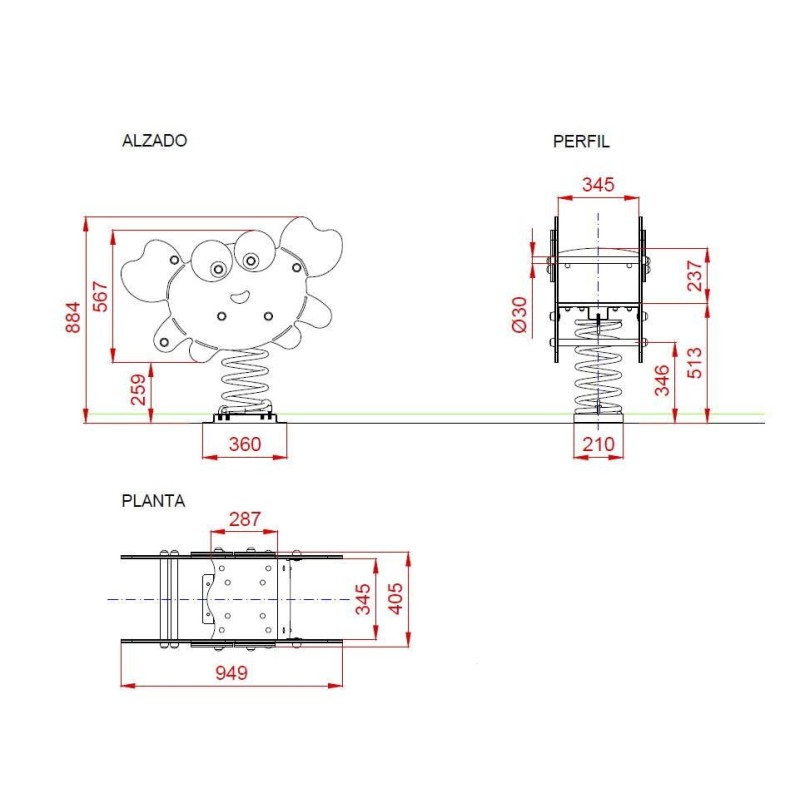 Balancín muelle doble panel CANGREJO ADAPTADO