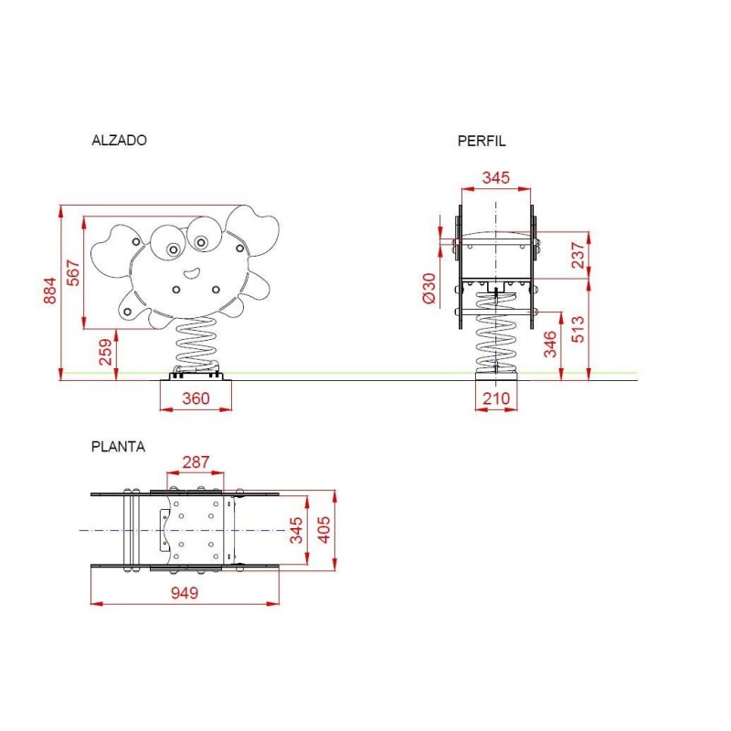 Balancín muelle doble panel CANGREJO