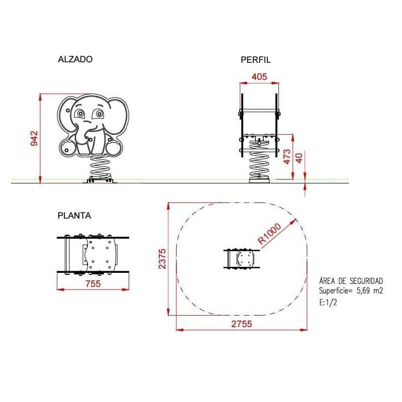 Balancín muelle doble panel ELEFANTE