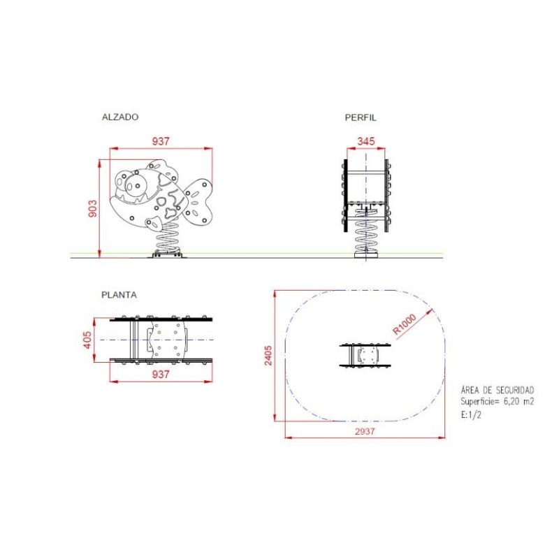 Balancín muelle doble panel PIRAÑA