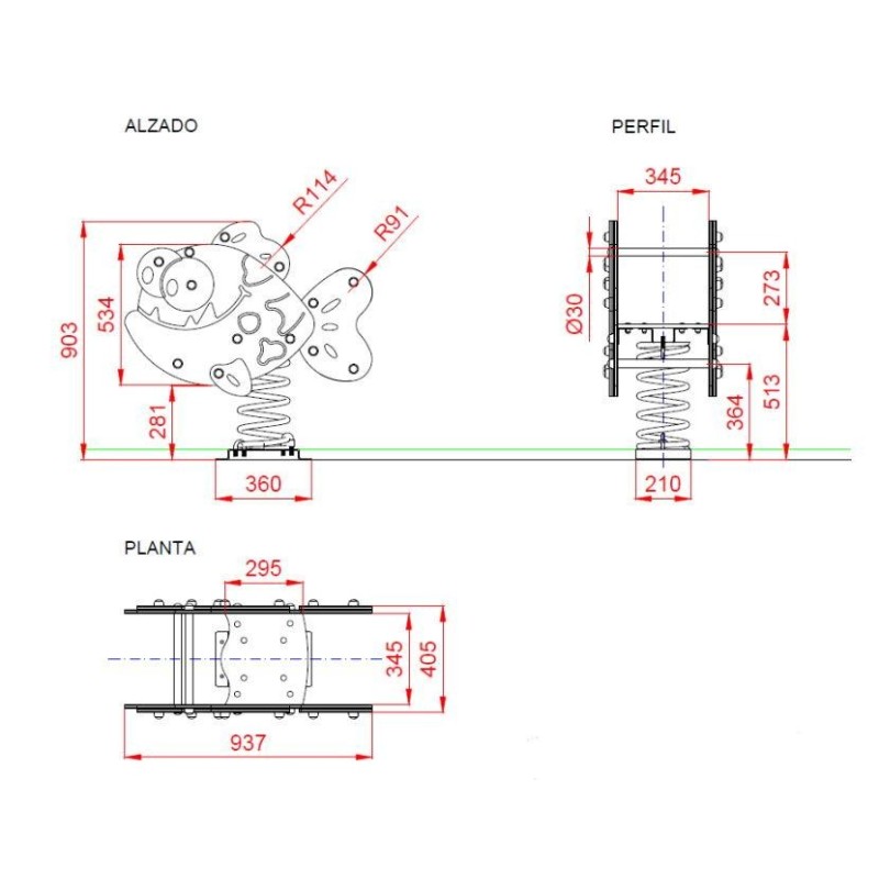 Balancín muelle doble panel PIRAÑA