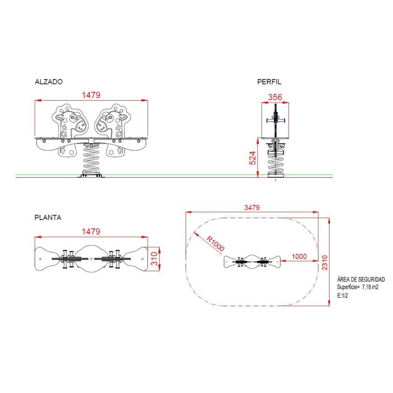 Balancín muelle doble JIRAFAS