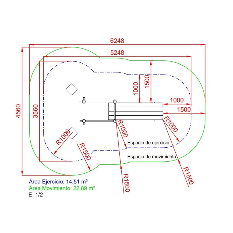 Banco de Abdominales y doble Barra