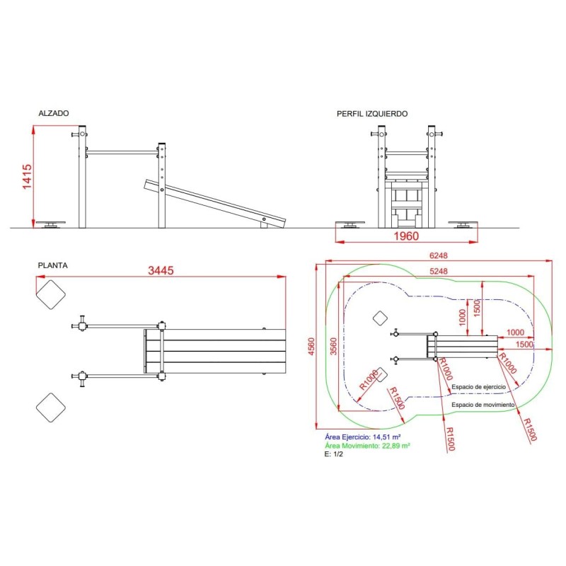 Banco de Abdominales y doble Barra