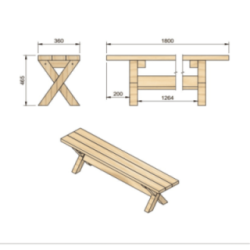 Banco de madeira para exterior MASGAMES XERTA 180