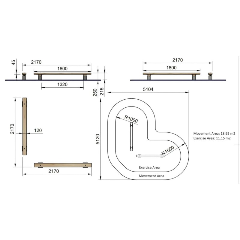 Barras de equilibrio de madera MASGAMES INDIANA