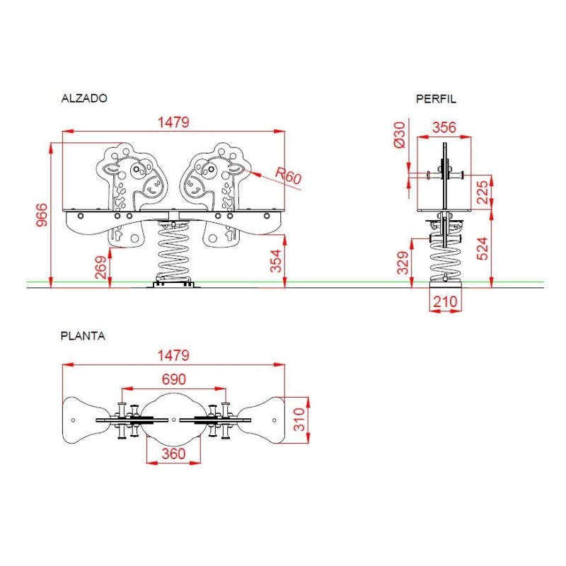 Balancín muelle doble JIRAFAS
